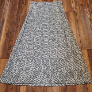 Vintage Blue 90s Green/White Floral Maxi Skirt Size 7/8 Cottagecore Granny USA